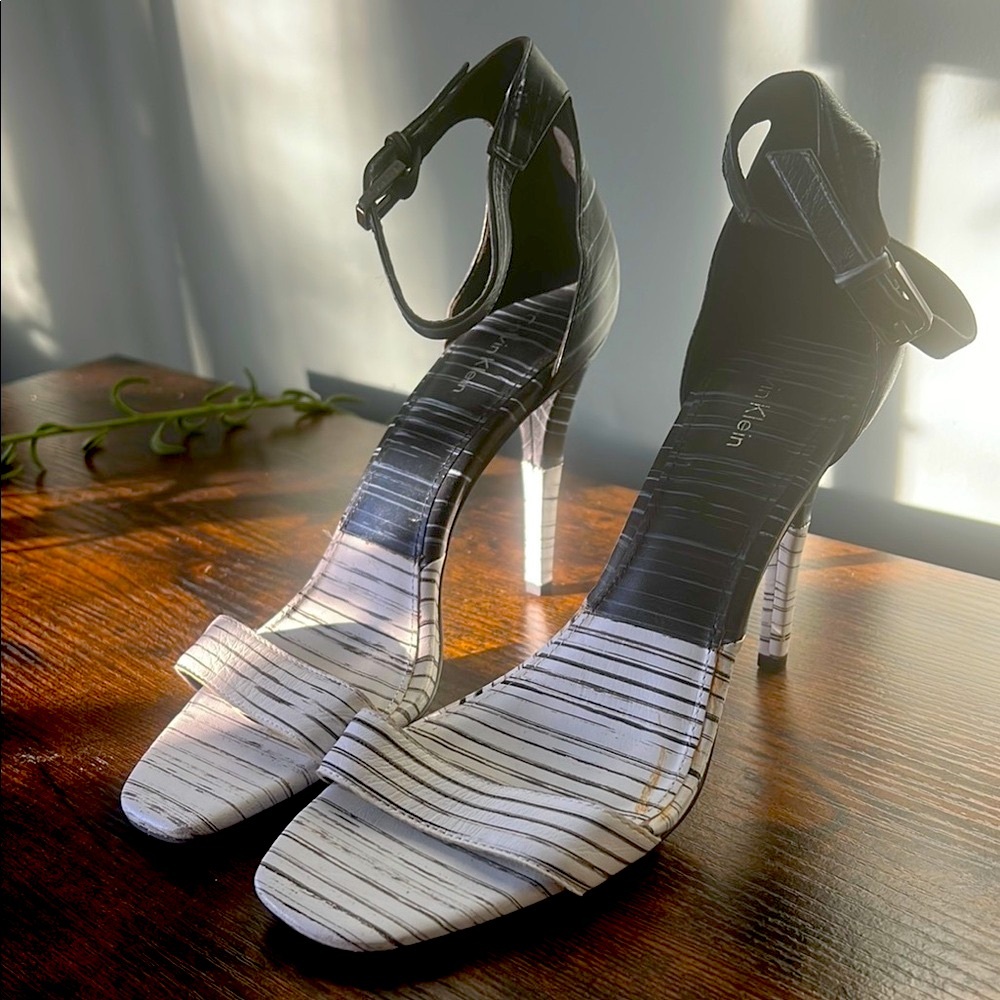 Calvin Klein Black and White Women's Sandals